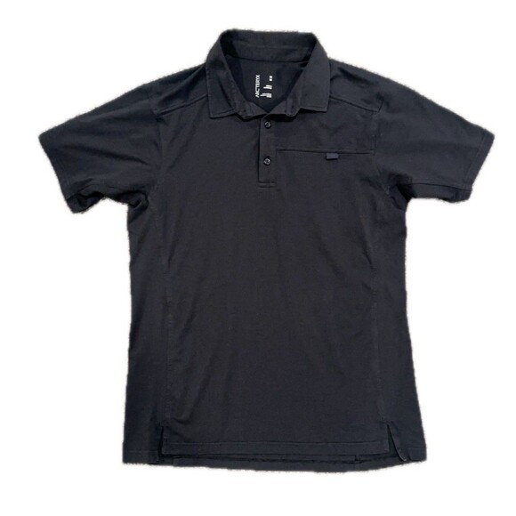 Arc'teryx Captive Polo Shirt Mens M Black Performance Casual Lightweight S/S - Picture 1 of 5